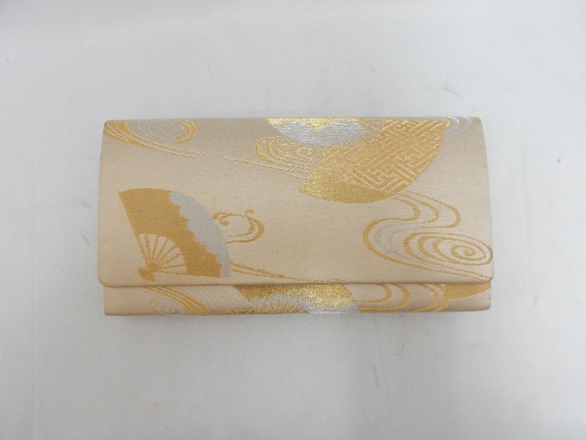 西陣織 バッグ かばん 博多織元 財布 がま口 3點 まとめて 金色 黒 和裝小物 USED /2501D