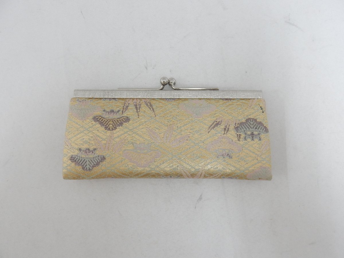 西陣織 バッグ かばん 博多織元 財布 がま口 3點 まとめて 金色 黒 和裝小物 USED /2501D