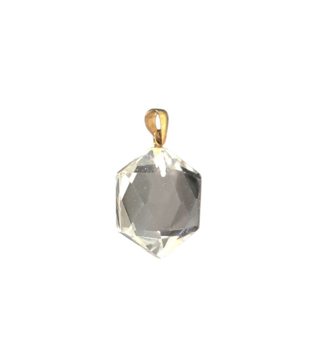 K18刻印 クリスタル 水晶 ペンダント ネックレストップ アクセサリー 中古