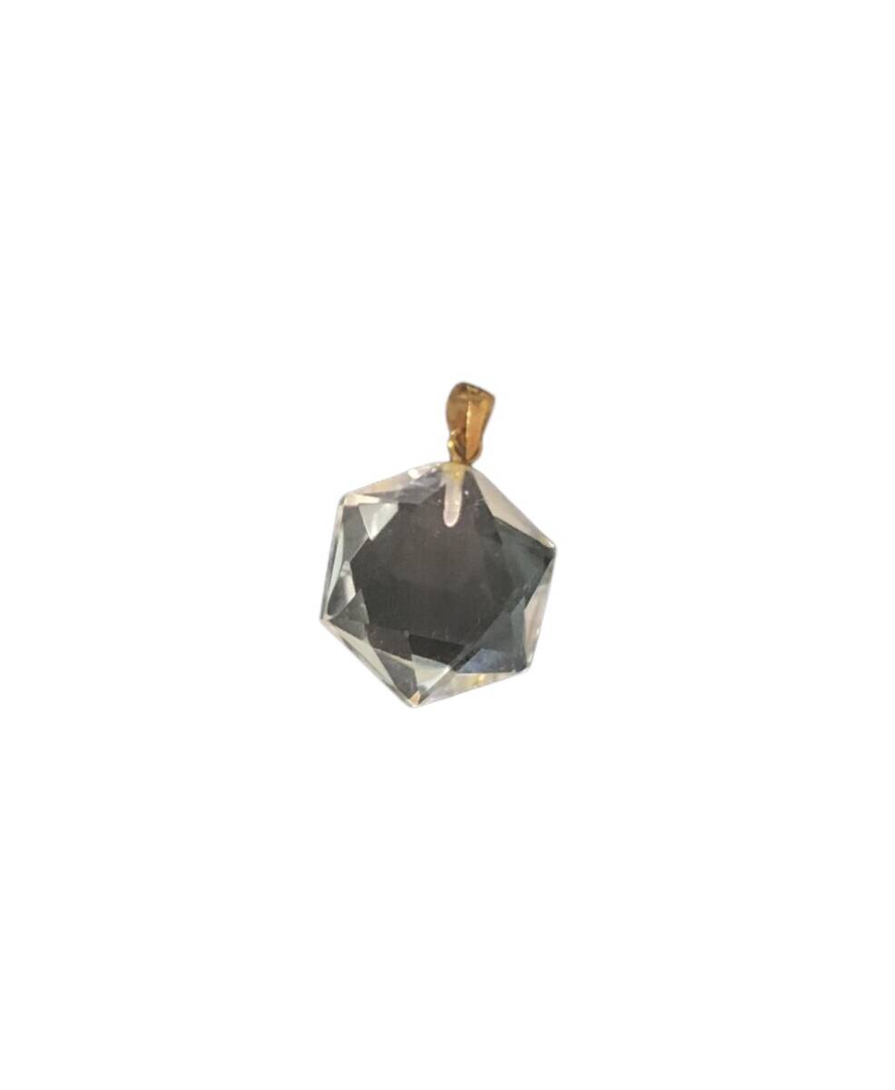 K18刻印 クリスタル 水晶 ペンダント ネックレストップ アクセサリー 中古