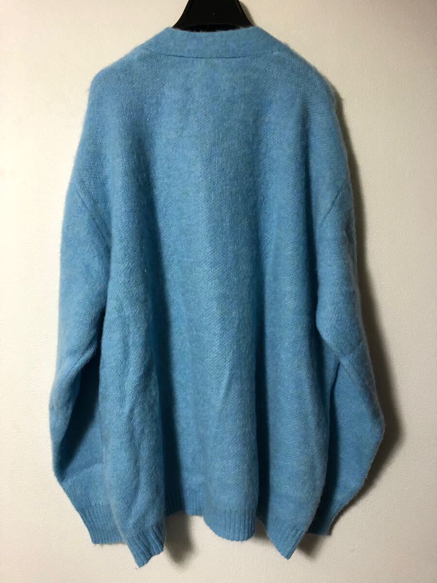 bukht 22AW SHAGGY JAQUARD SOLID CARDIGAN мохнатый кардиган большой размер голубой шерсть акрил mo волосы нейлон 