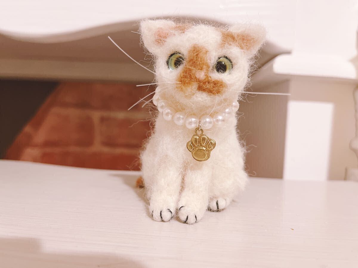 羊毛フェルト　ハンドメイド　猫　ねこ　ニードル　羊毛