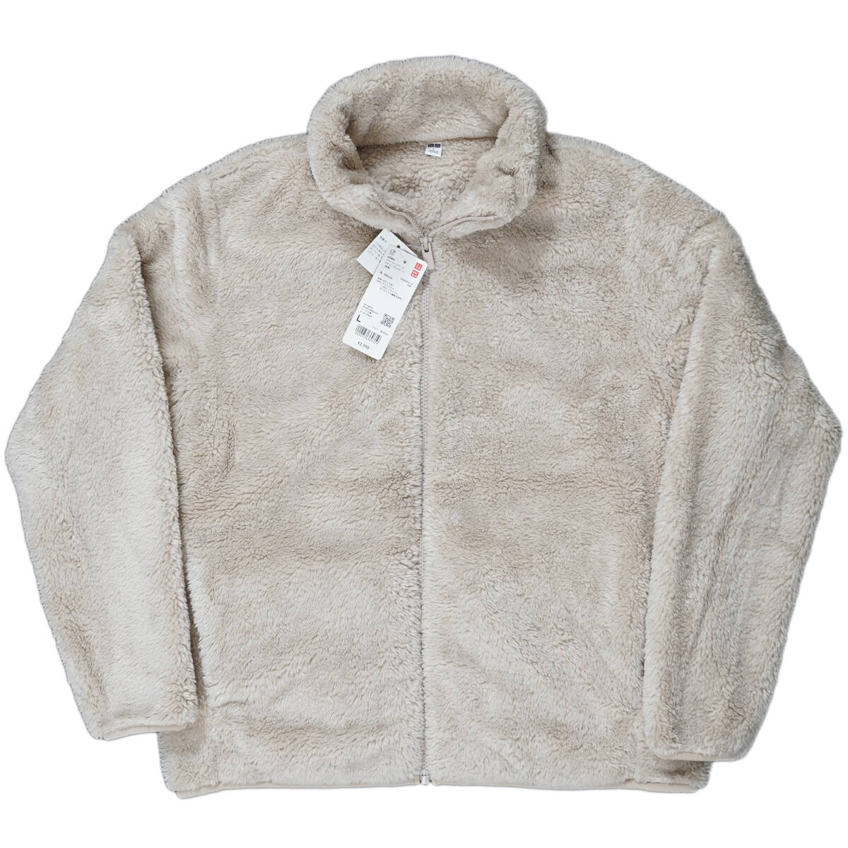 UNIQLO ファーリー フリース フルジップ ジャケット ナチュラル L 新品　ユニクロ もこもこ