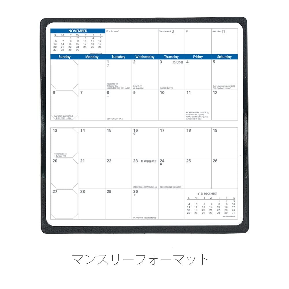 クオバディス 【2025年版】 手帳 ダイアリー『ビソプラン/クラブ』(月間ブロック・1月始まり・スリムサイズ 17×8.8cm)フランボワーズ_画像2