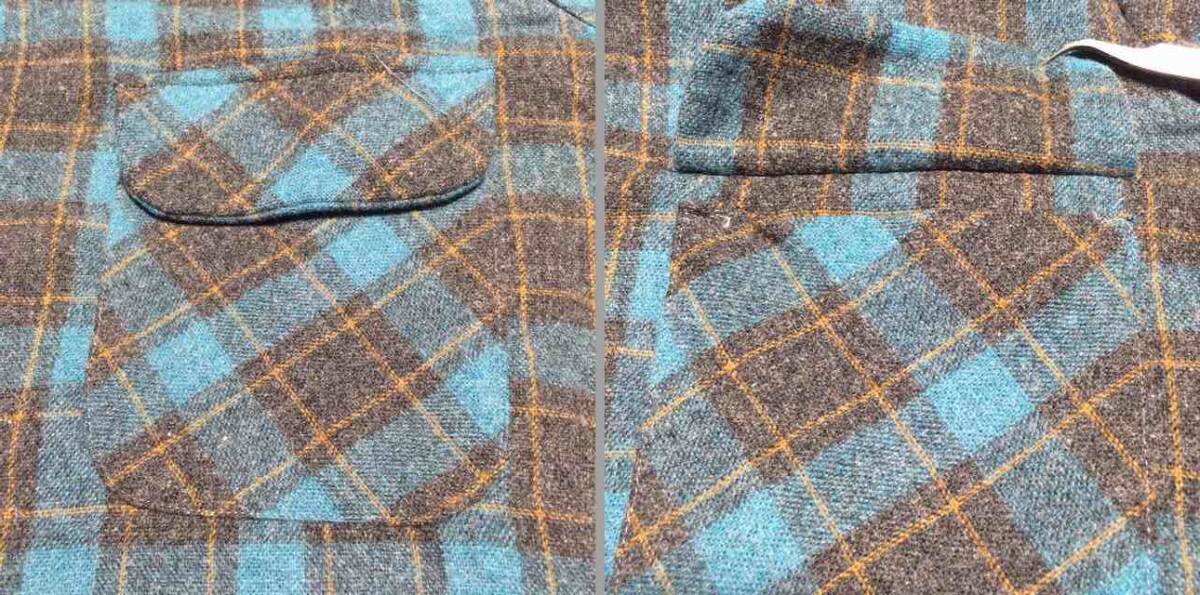 美品 アメリカ製 Royal Knight ロイヤルナイト 80’S 長袖スタンダードカラーシャツ サイズM ブルー色ベースに黒色と橙色のチェック 781_画像10