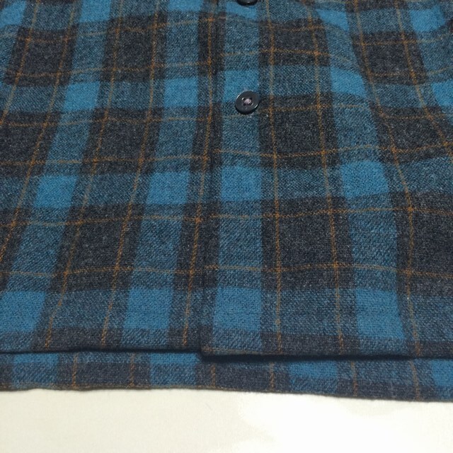 美品 アメリカ製 Royal Knight ロイヤルナイト 80’S 長袖スタンダードカラーシャツ サイズM ブルー色ベースに黒色と橙色のチェック 781_画像9