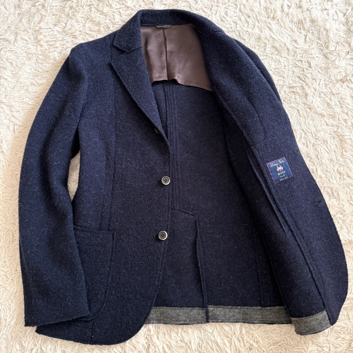 【英国製生地】MOON社 BARNEYS NEWYORK バーニーズ ニューヨーク ★極上ツイードウール素材 テーラードジャケット メンズ 48 M相当 美品