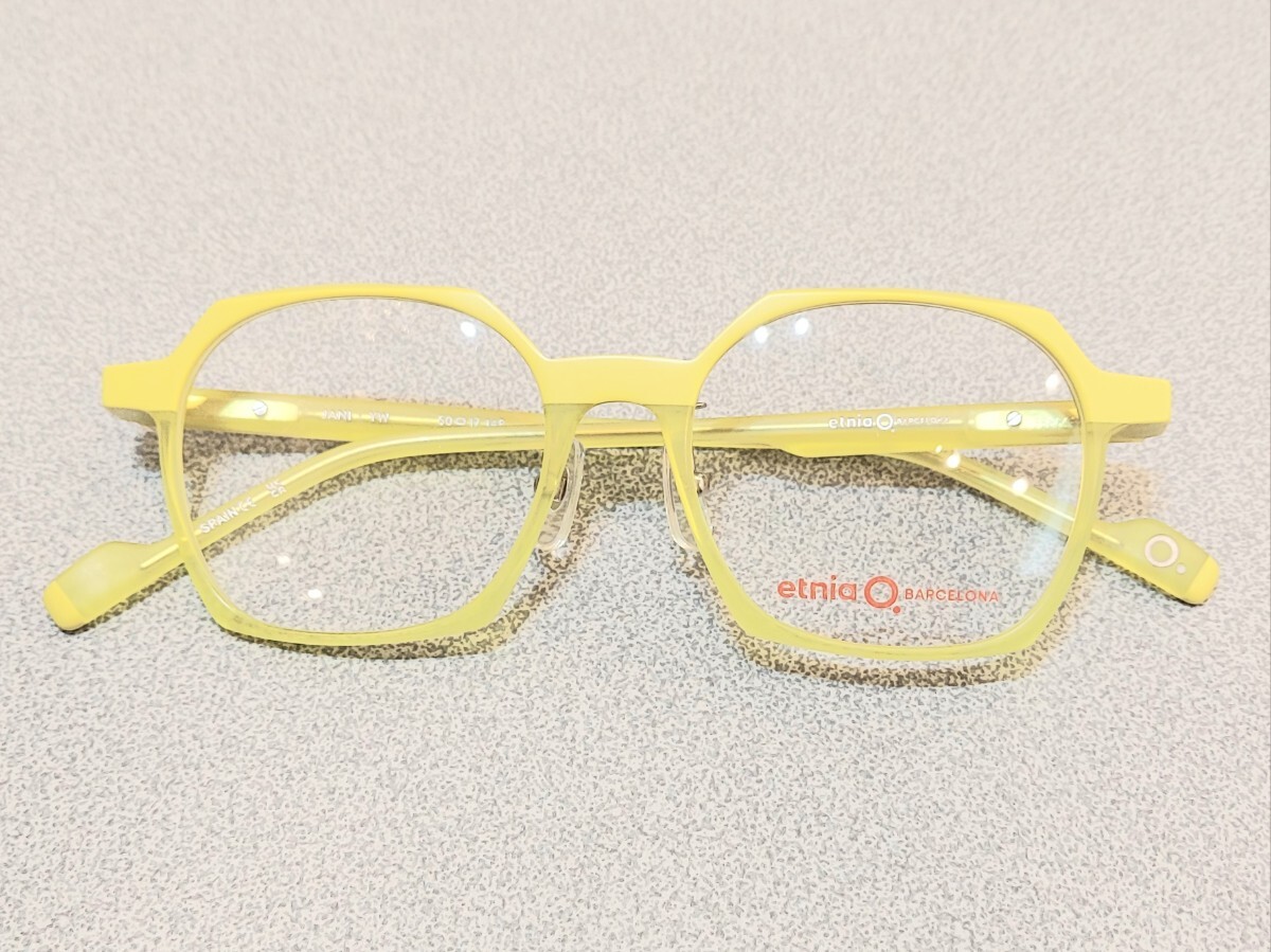 新品　etnia BARCELONA エトニアバルセロナ　メガネ　眼鏡　ブランド　セルフレーム　軽い　バネ丁番　オシャレ　綺麗　黃色　イエロー