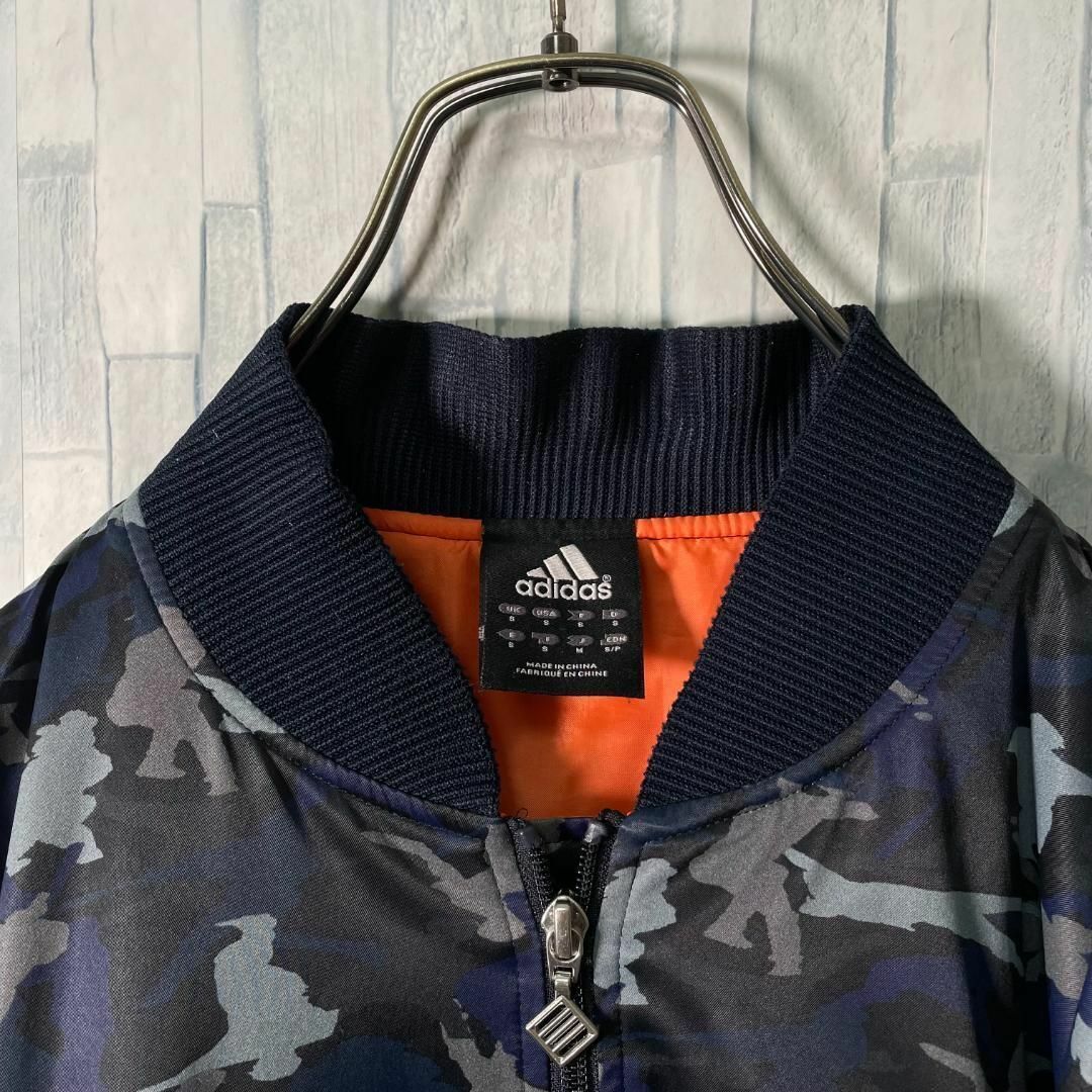 adidas MA-1タイプ ナイロンジャケット ネイビーカモフラ柄 adidas MA-1タイプ ナイロンジャケット ネイビーカモフラ柄