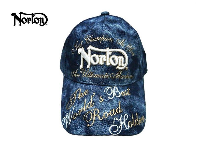 Norton ノートン 帽子 251N8703B サガラ刺繍 ムラ染め デニム キャップ/アメカジ・バイカー インディゴ F 新品
