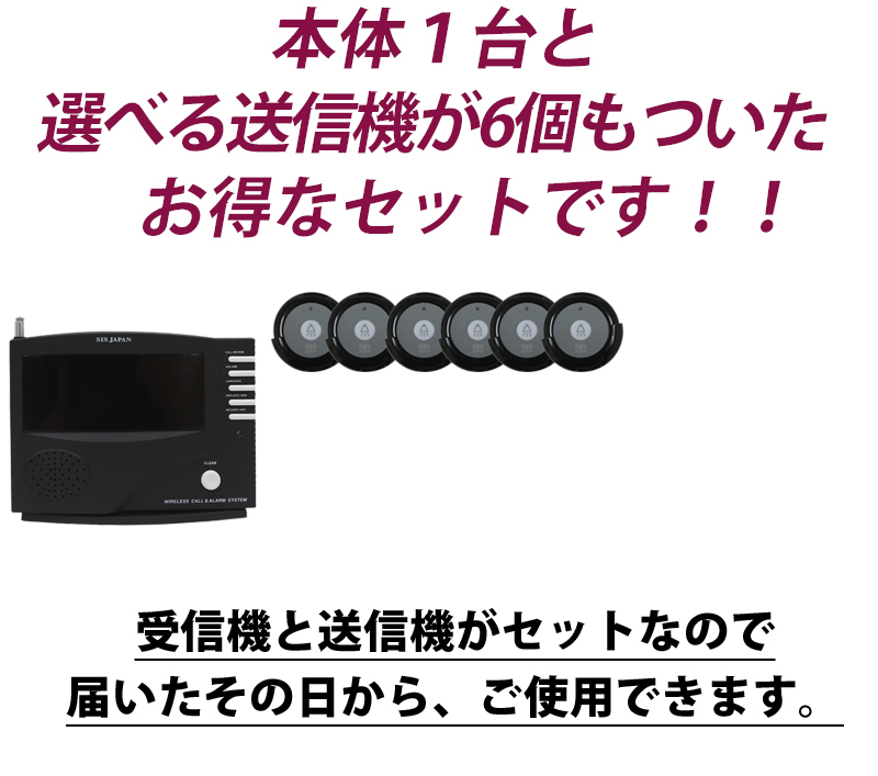 ワイヤレスチャイム 丸形送信機6台 ワイヤレスコール オーダー ワイヤレスチャイム 丸形送信機6台 ワイヤレスコール オーダー