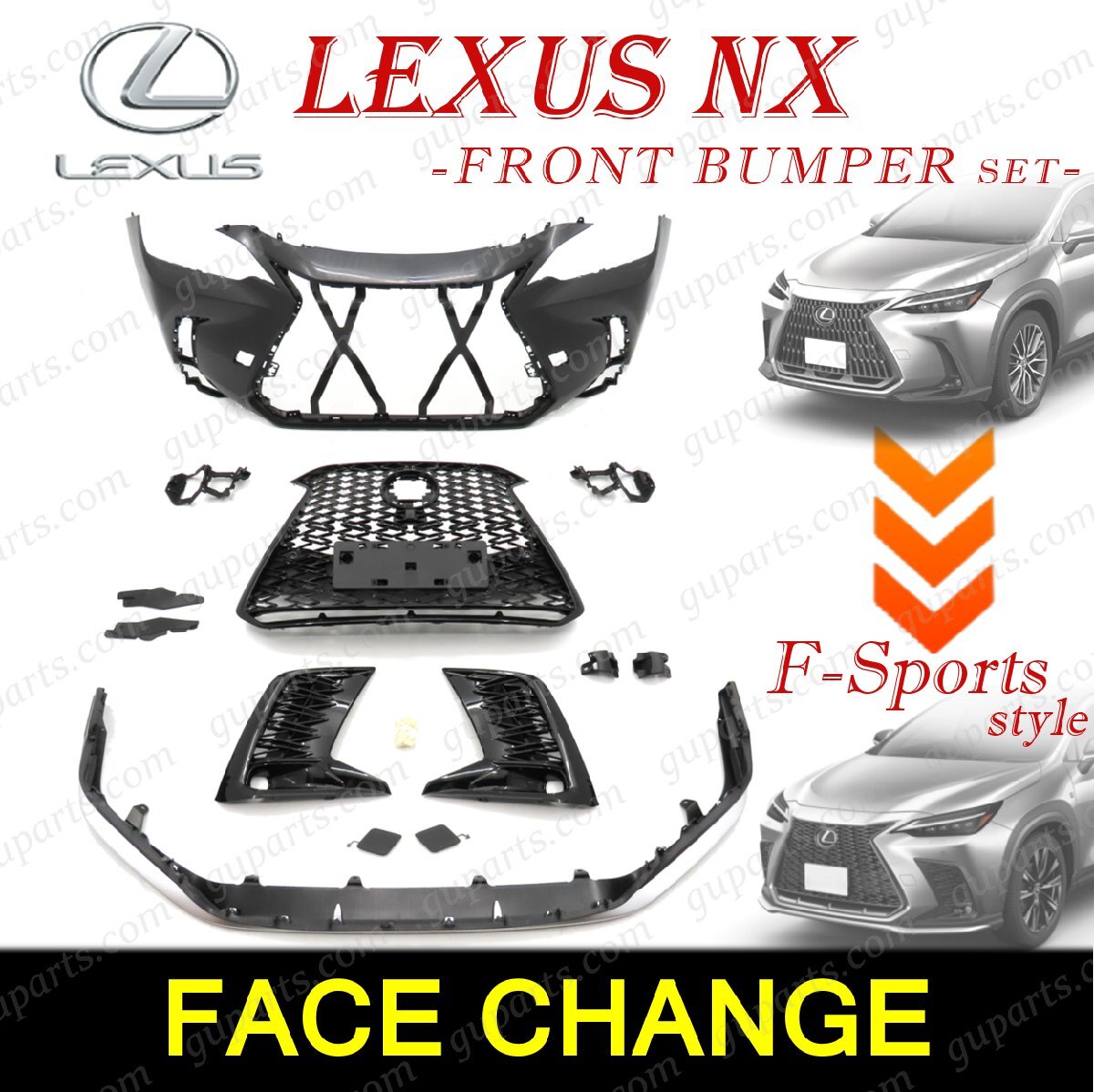 レクサス NX R3.11～ F スポーツ 仕様 フロントバンパー セット フェイスチェンジ NX250 NX350 NX350h NX450h+ TAZA AAZA AAZH 訳あり