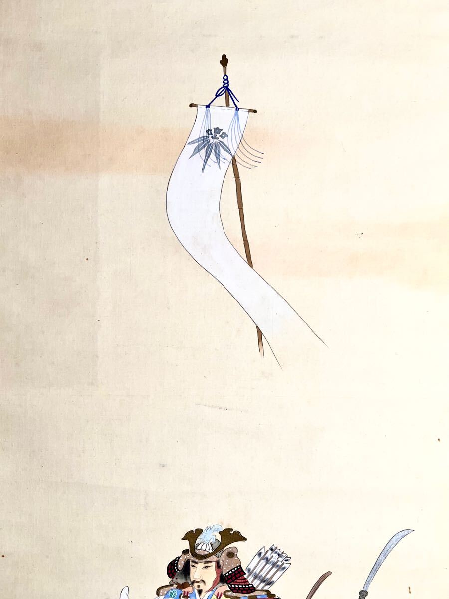 真作/小林立堂/武者絵/八幡太郎義家公図/ 布袋屋掛軸HD-166