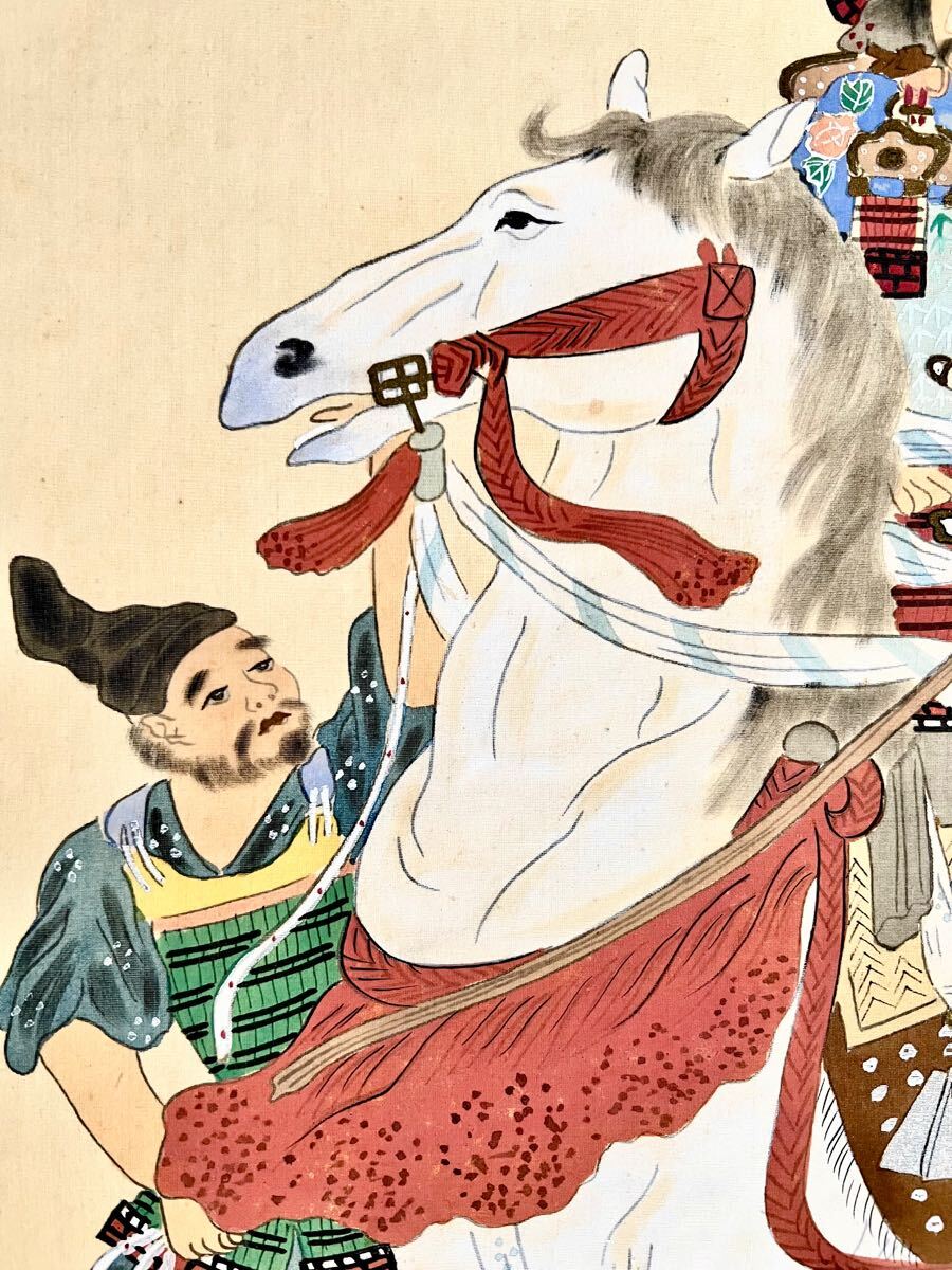 真作/小林立堂/武者絵/八幡太郎義家公図/ 布袋屋掛軸HD-166