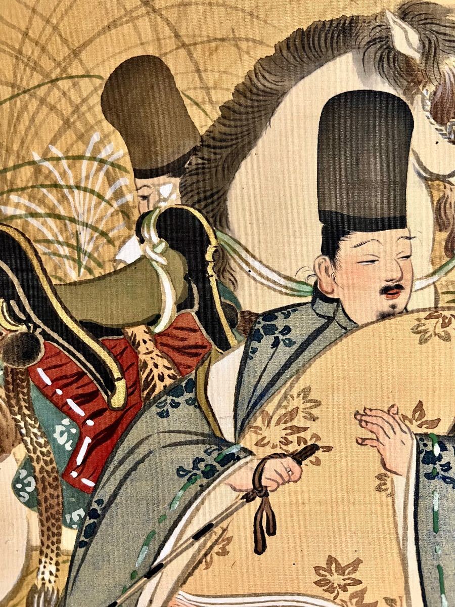 真作】【仙】磯田長秋「源仲国之図」絹本 肉筆 合箱 金泥 歴史 真作】【仙】磯田長秋「源仲国之図」絹本 肉筆 合箱 金泥 歴史