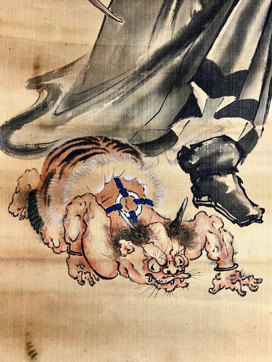 真作】【仙】永井香圃「鍾馗と鬼」絹本 肉筆 合箱 仏画 仏教美術 真作】【仙】永井香圃「鍾馗と鬼」絹本 肉筆 合箱 仏画 仏教美術