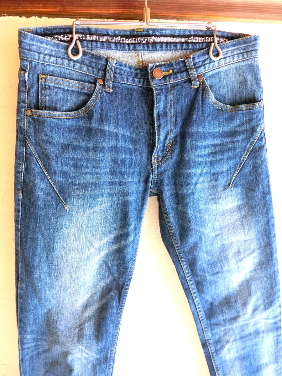 NUMBER(N)INE × Nano Universe Denim брюки S размер Number Nine индиго стрейч W82cm винтажная обработка 