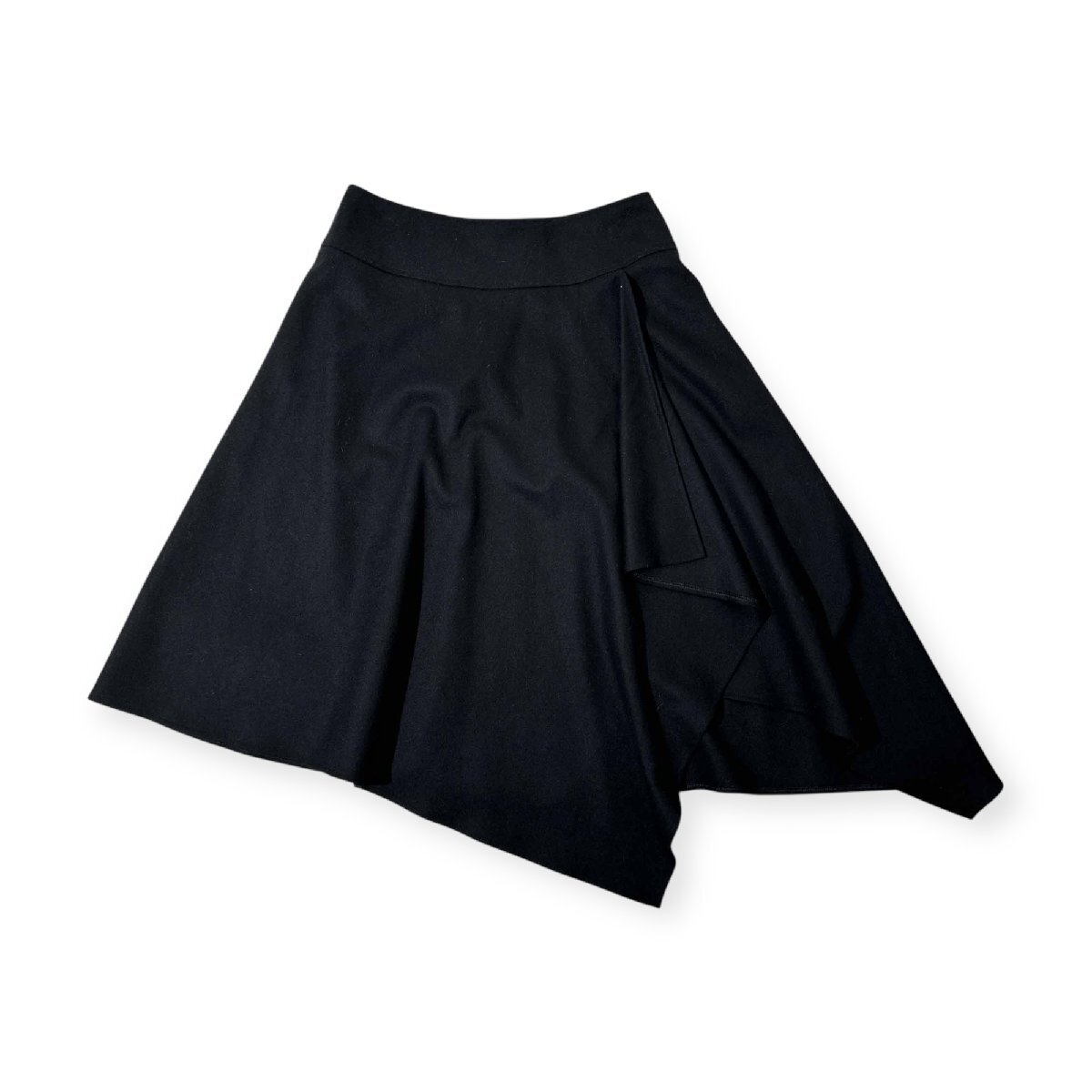 羊毛◆DKNY ダナキャランニューヨーク ウールスカート アシンメトリー フリル デザイン スカート サイズ6/ブラック/レディース