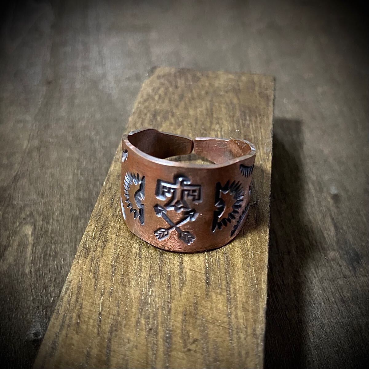 copper медь штамп Work медь kopa- Thunderbird Cross Arrow кольцо кольцо 21 номер # индеец ювелирные изделия Vintage 