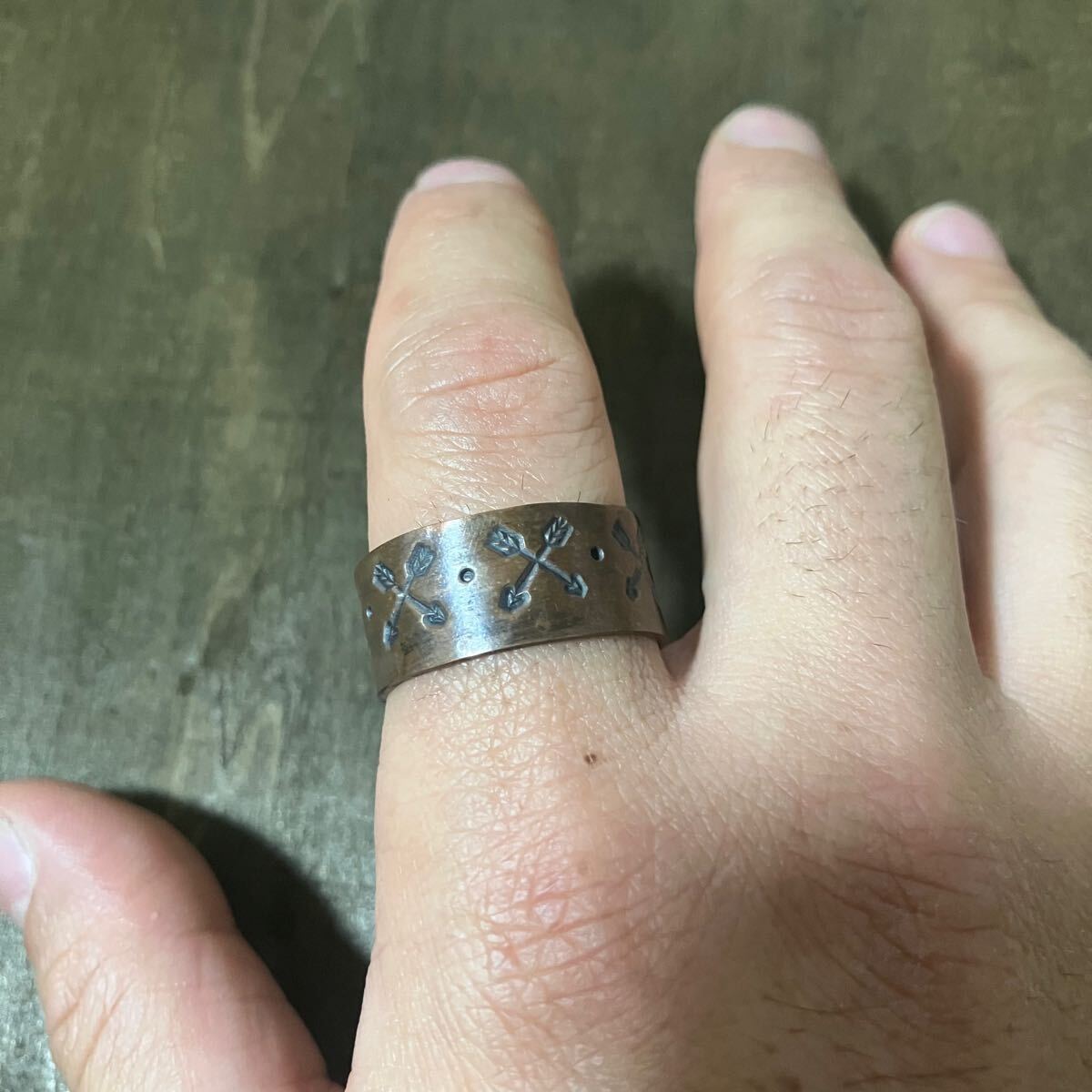 copper медь штамп Work Cross Arrow медь kopa- кольцо кольцо 26 номер # индеец ювелирные изделия Vintage Navajo группа 