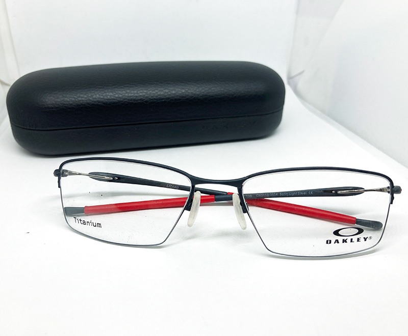 OAKLEY オークリー 正規品 メガネフレーム LIZARD OX5113-0854 サテンライトスチール 赤 新品 リザード ハーフリム チタン製 度付き加工可