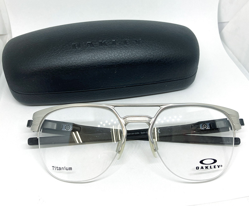 OAKLEY オークリー 正規品 メガネフレーム LATCH T1 OX5134-0354 サテンクローム シルバー 新品 ハーフリム チタン製 度付き加工可