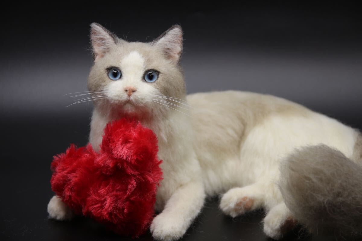 羊毛フェルト 猫 可動ねこ 羊毛フェルト にじいろ 羊毛フェルト