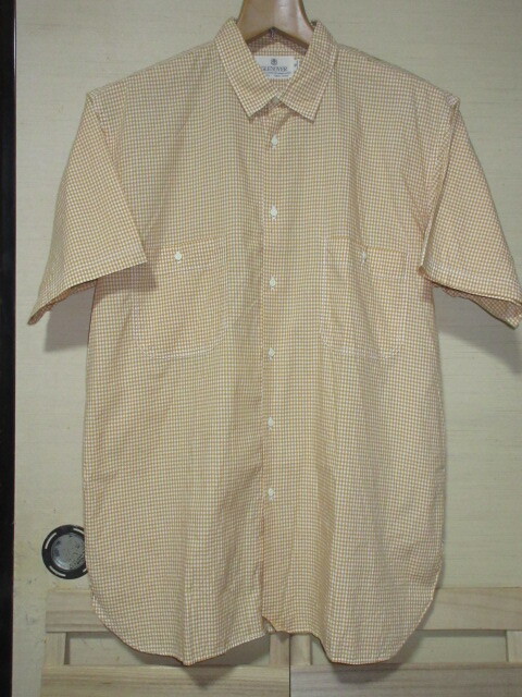 GLENOVER グレンオーヴァー 赤峰 幸生　半袖シャツ/ショートポイント　ホワイト/オレンジ ギンガムチェック　XL　綿100%　日本制！