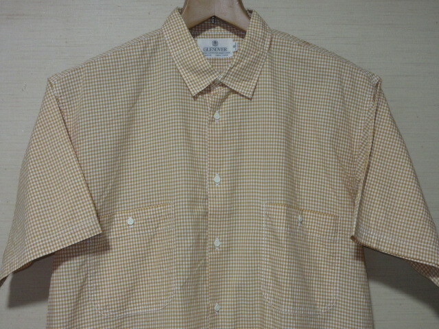 GLENOVER グレンオーヴァー 赤峰 幸生　半袖シャツ/ショートポイント　ホワイト/オレンジ ギンガムチェック　XL　綿100%　日本制！