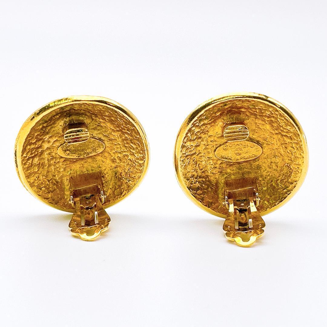 【鑑定済み!】シャネル イヤリング ヴィンテージ カンボン ゴールドカラー CHANEL_画像4