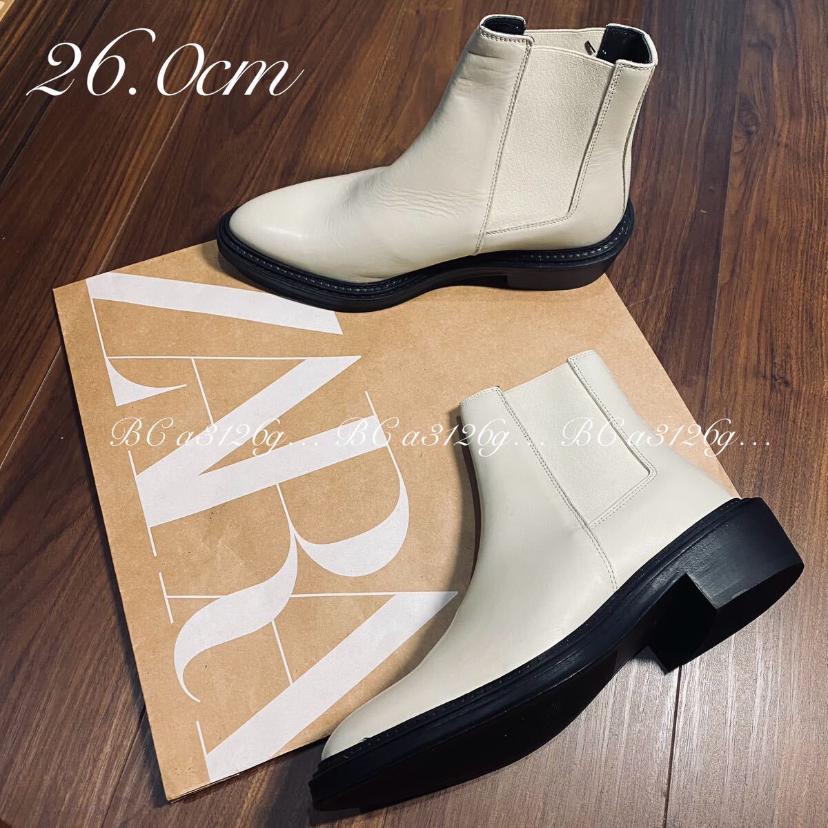 新品 ZARA 本革 サイドゴアブーツ 26.0cm 40 メンズ ザラ レザー ブーツ シューズ 先尖り 厚底 モード タグ付き