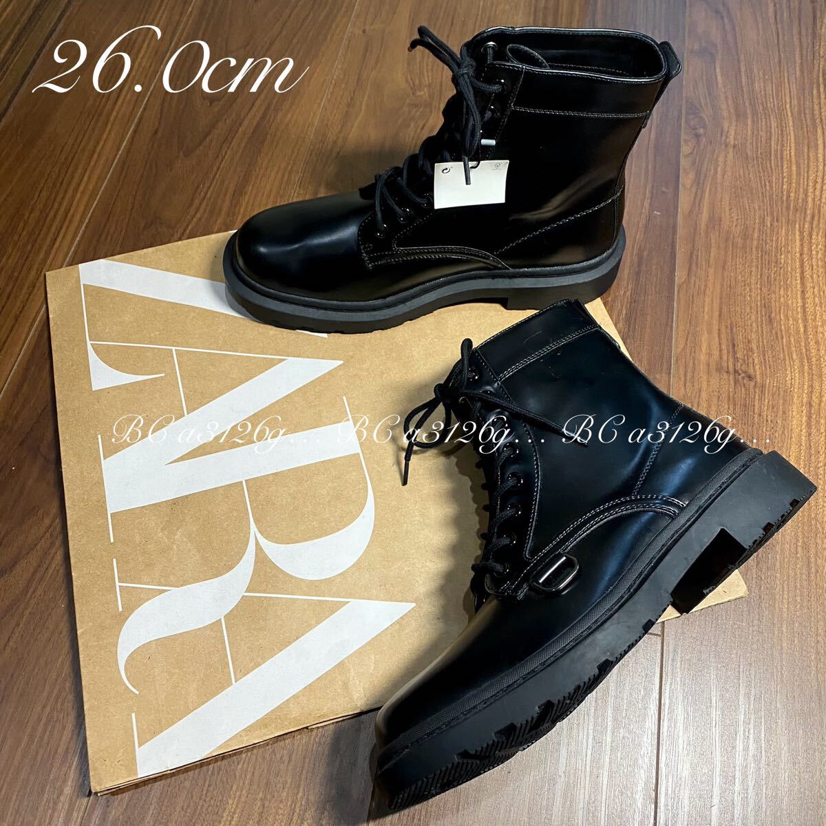 新品 ZARA 8ホール レースアップブーツ 26 0cm 40 BLACK メンズ 新品 ZARA 8ホール レースアップブーツ 26 0cm 40 BLACK メンズ