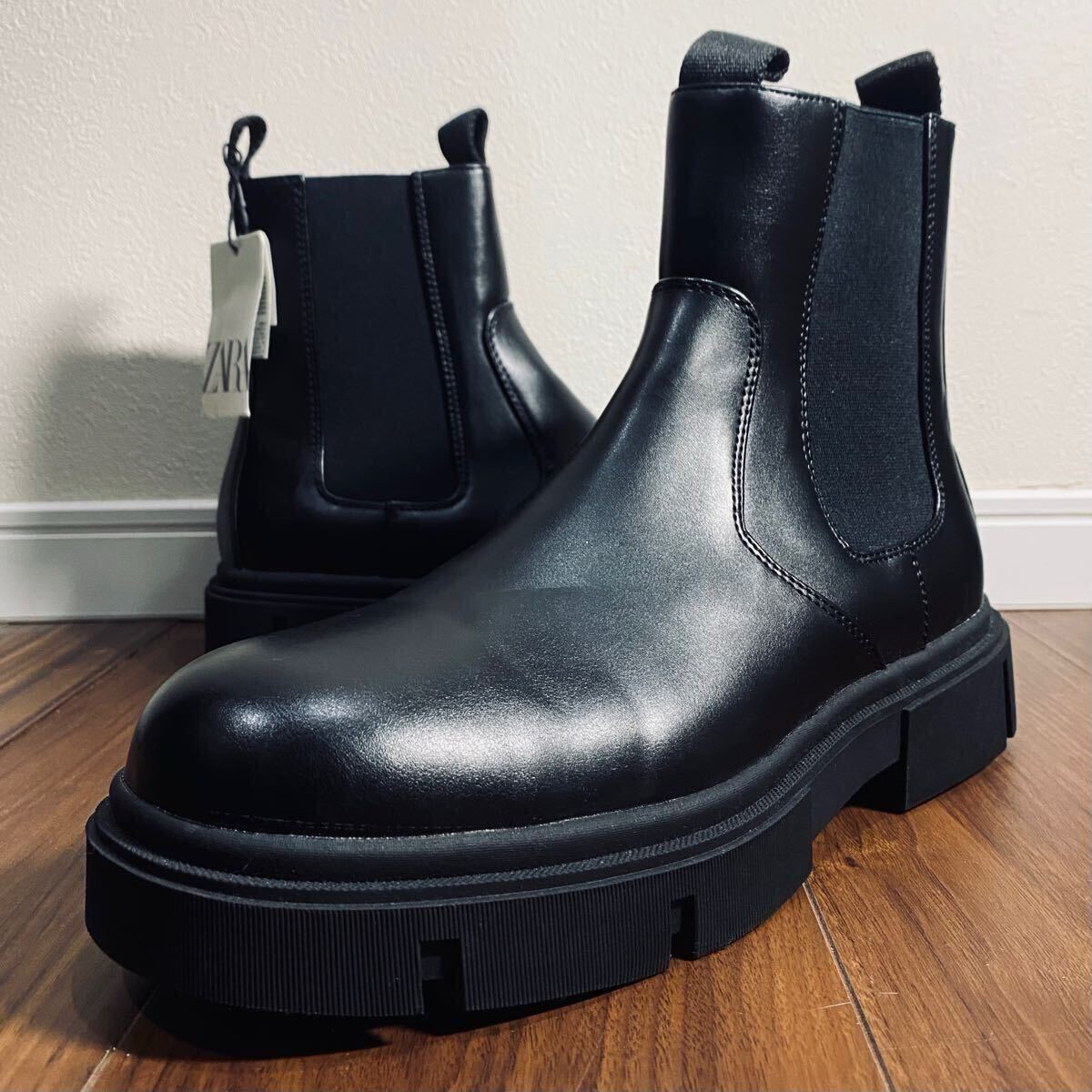 新品 ZARA サイドゴア チャンキートラックソールブーツ 27 0cm 新品 ZARA サイドゴア チャンキートラックソールブーツ 27 0cm