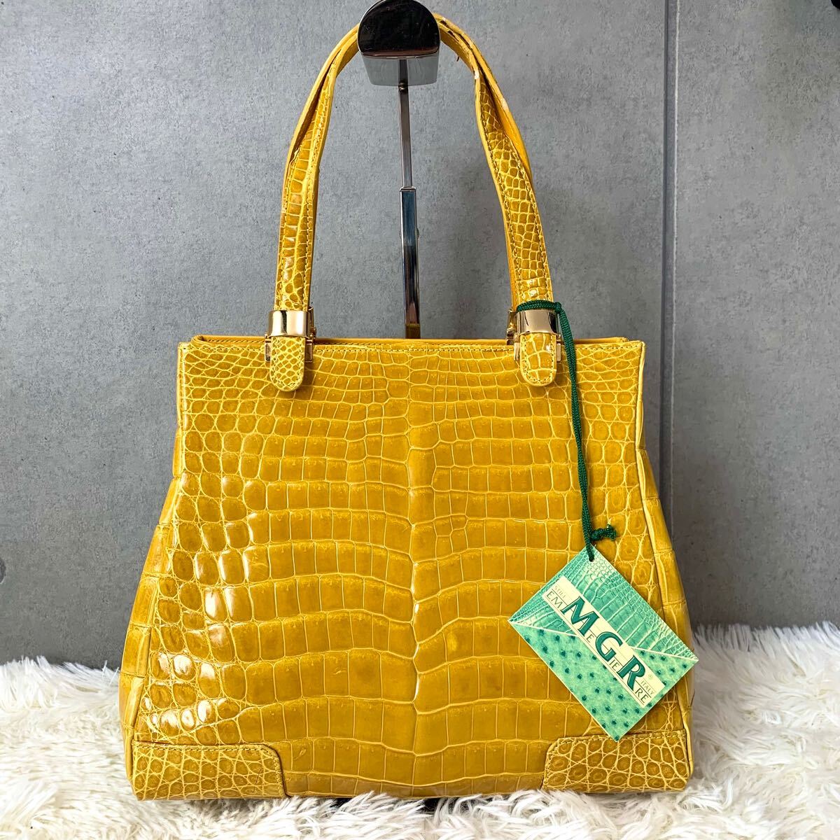 希少色 STILE Emme Gi Erre シャイニング クロコ ハンドバッグ Yahoo!オークション - 希少色/タグ付き MGR Emme Gi Erre