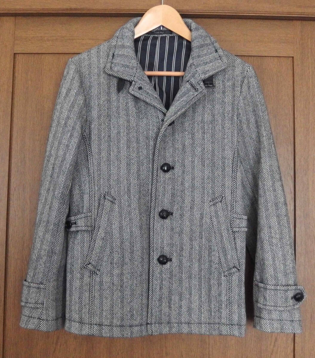 ◆MEN'S BIGI◆ウール　ツイード　ショートコート　グレー　ヘリンボーン　1