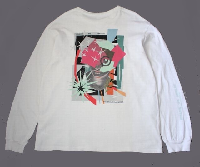 【THE ORAL CIGARETTES】RELEASE THE iMPULSE!　ロンT　XL　ホワイト　グッズ　Tシャツ　オーラルシガレッツ　USED　バンド
