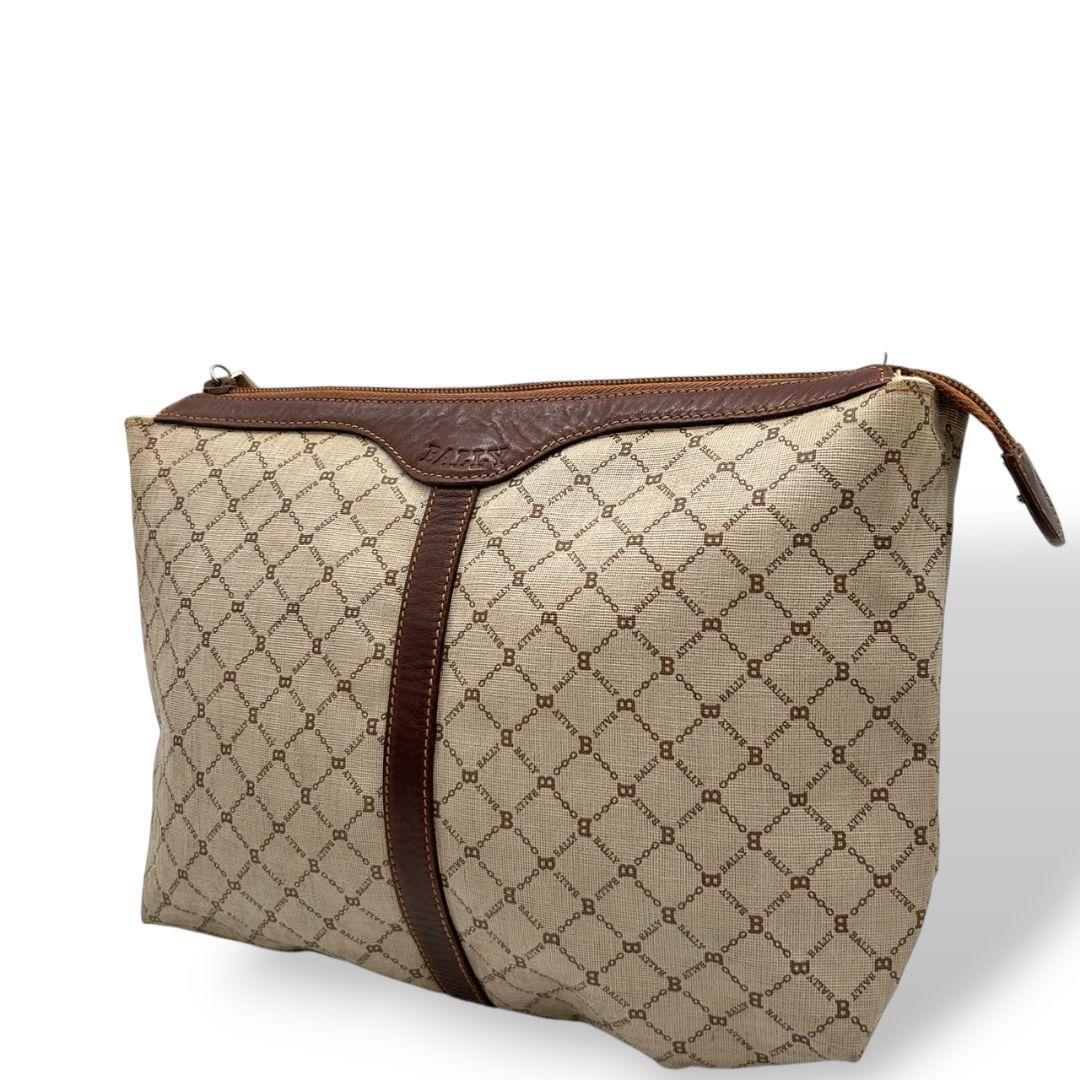 BALLY バリー　クラッチバッグ　s35　モノグラム　ゴールド金具　ベージュ