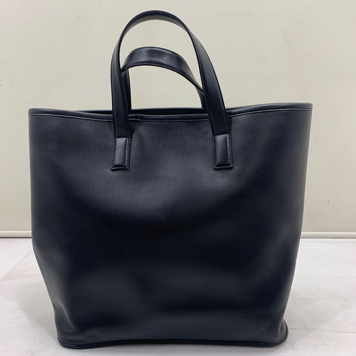 I☆美品☆アニエスべー agnes b. サザビー トートバッグ レザー ブラック ハンドバッグ 黒 肩掛け ブラック系 革製品 牛革 日本製 旅行鞄