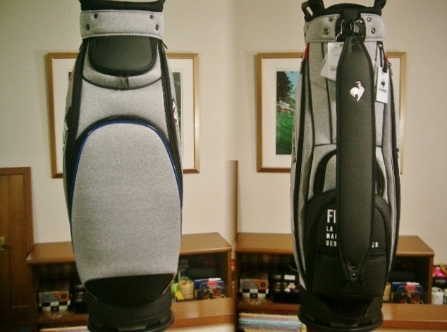 未使用　ルコック　スポルティフ　ハイセンス　ラウンド取っ手　合皮×合繊素材??染?袨　グレー黒青　ゴルフバッグ
