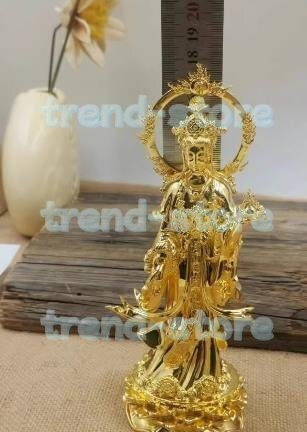 仏像 吉祥天 立像 真鍮 総高18cm 内部収納あり 経文入れ 富の幸せ 仏像 吉祥天 立像 真鍮 総高18cm 内部収納あり 経文入れ 富の幸せ