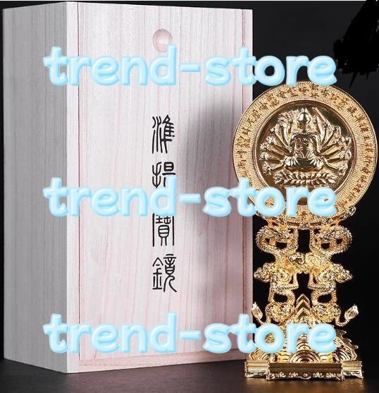 極上品 準提寶鏡 准胝観音 仏具 仏教 工芸品 真鍮製 金メッキ仕上げ