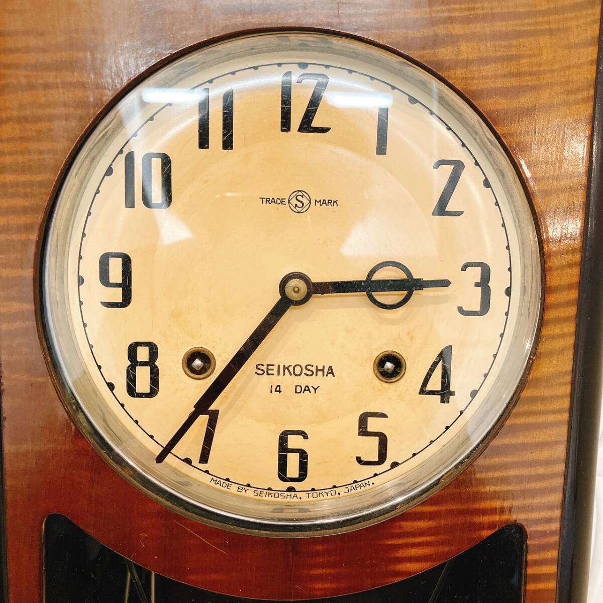 昭和レトロ】SEIKO セイコー社 14days 壁掛け時計 ヴィンテージ 昭和レトロ】SEIKO セイコー社 14days 壁掛け時計 ヴィンテージ