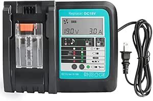 Waitley zingelyマキタ14.4Ｖ/18Ｖ互換充電器 DC18V充電器 安全な冷却ファン付き 液晶パネル付き、一目瞭然