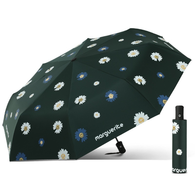 話題の 自動開閉 ワンタッチ 折り畳み傘 フラワー 花柄 【F-345 カーキ】 軽量 晴雨兼用 日傘 雨傘 梅雨