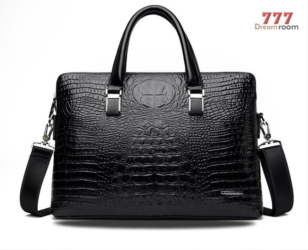 クロコ調 型押し ビジネスBAG 【ブラック】 ハンドバッグ ショルダー メンズ 通勤 プレゼント K-169