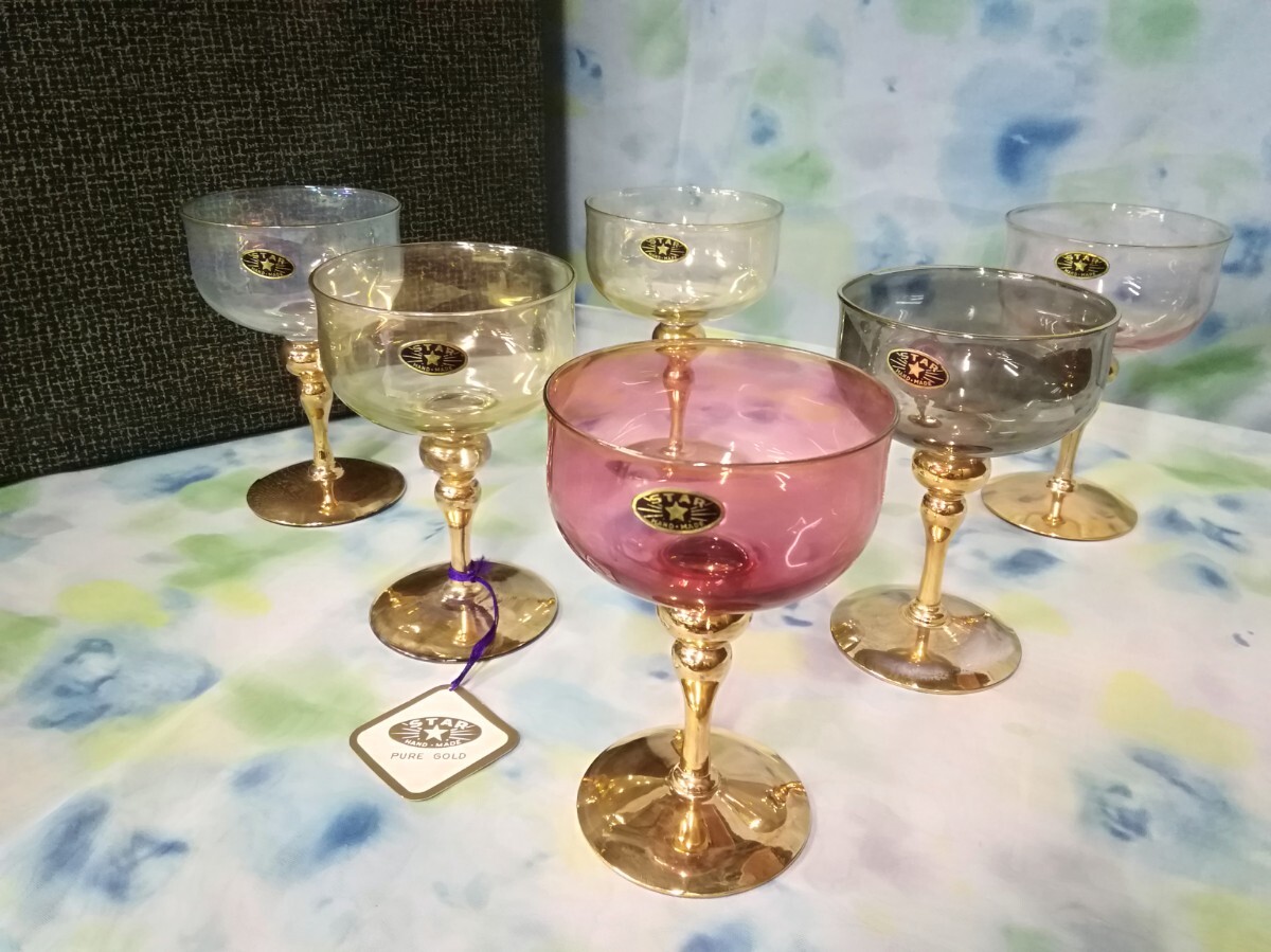 g_t F642 ☆STAR GLASS シャンパングラス 6客 PURE GOLD ケース g_t F642 ☆STAR GLASS シャンパングラス 6客 PURE GOLD ケース