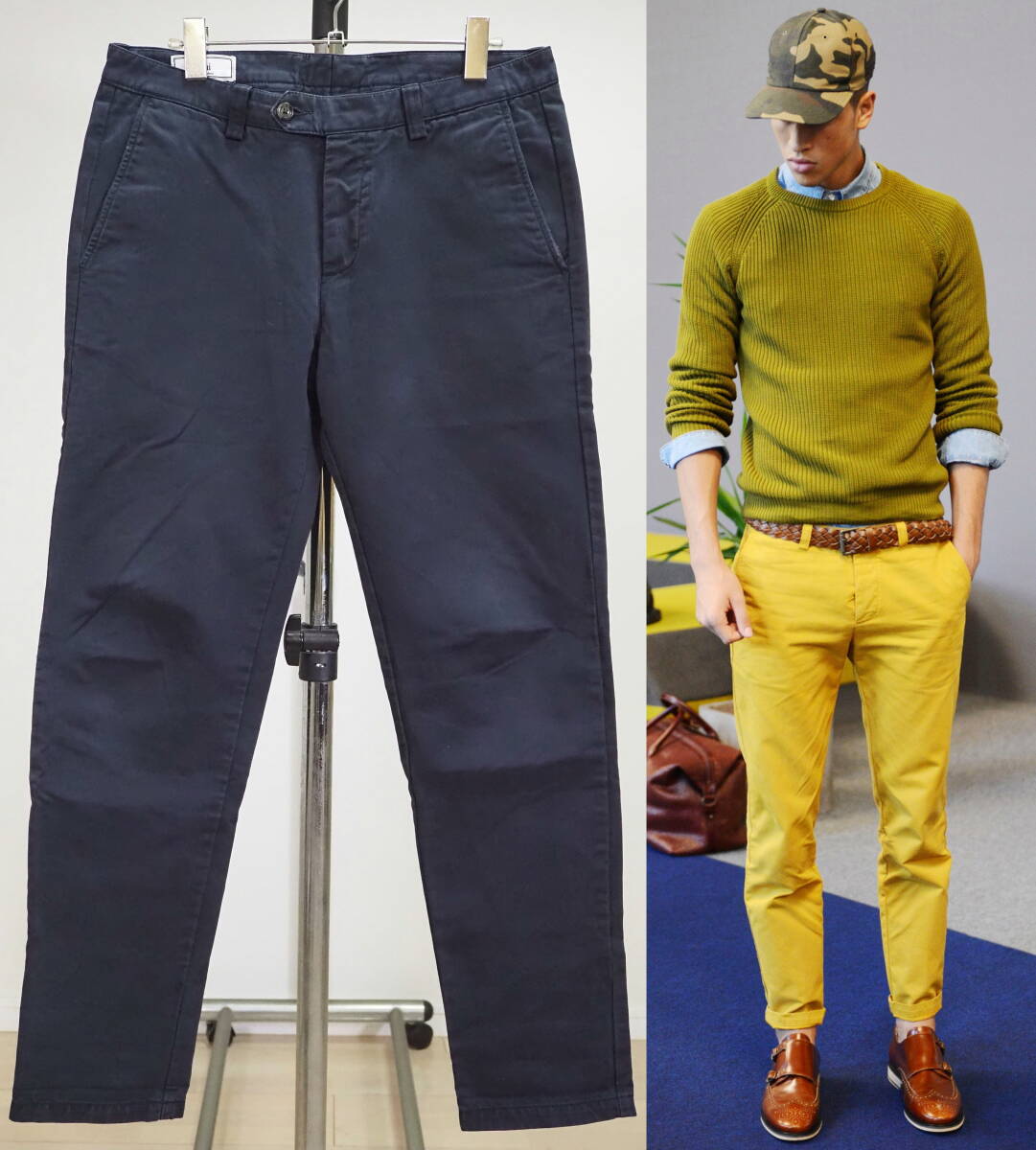 AMI PARIS 14SSウォッシュ加工チノパンツS紺 AMI alexandre mattiussi