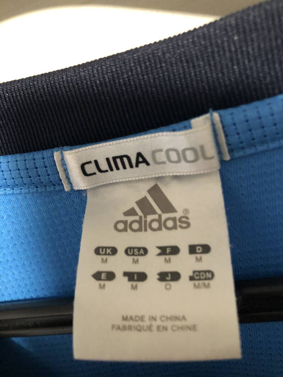 adidas アディダス climacool プラクティスシャツ ユニホーム 紺 Oサイズ（used） ～サッカー、フットサル、スポーツ、部活、合宿、ジム～
