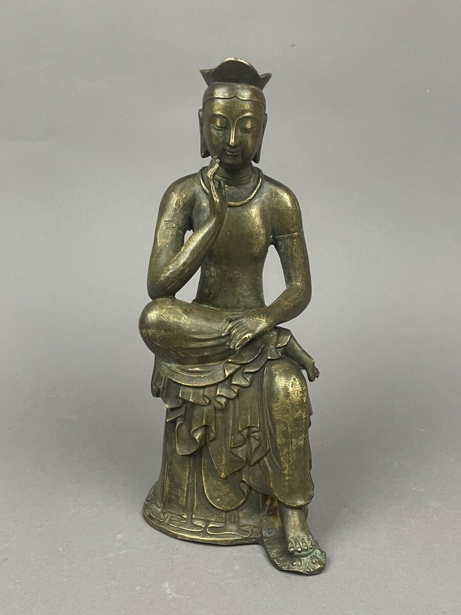 仏像】弥勒菩薩半跏思惟像 銅製 ブロンズ 古銅 高さ 68㎝ |仏像 仏像】弥勒菩薩半跏思惟像 銅製 ブロンズ 古銅 高さ 68㎝ |仏像