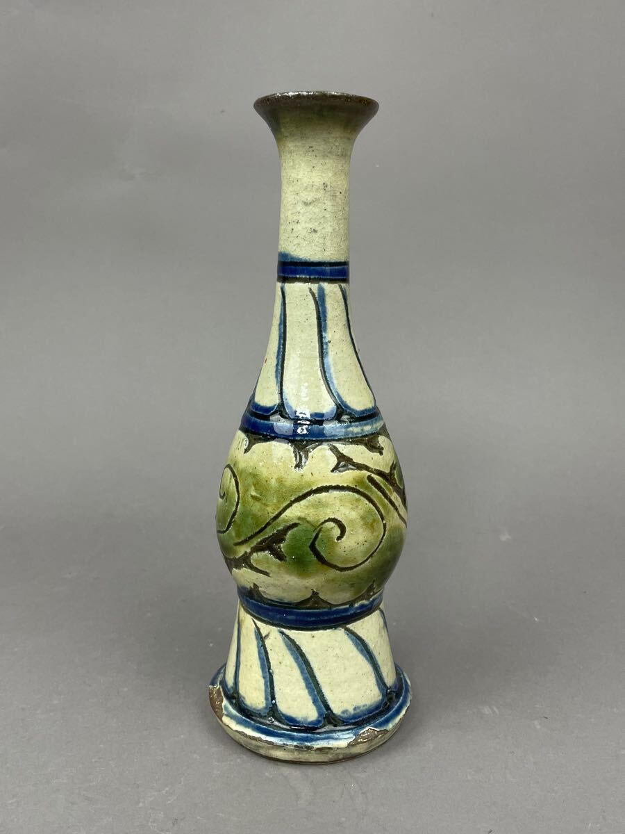 沖縄 古琉球 壺屋焼 輪線文 小徳利 一輪挿し 花器 花生 花瓶 沖縄 古琉球 壺屋焼 輪線文 小徳利 一輪挿し 花器 花生 花瓶